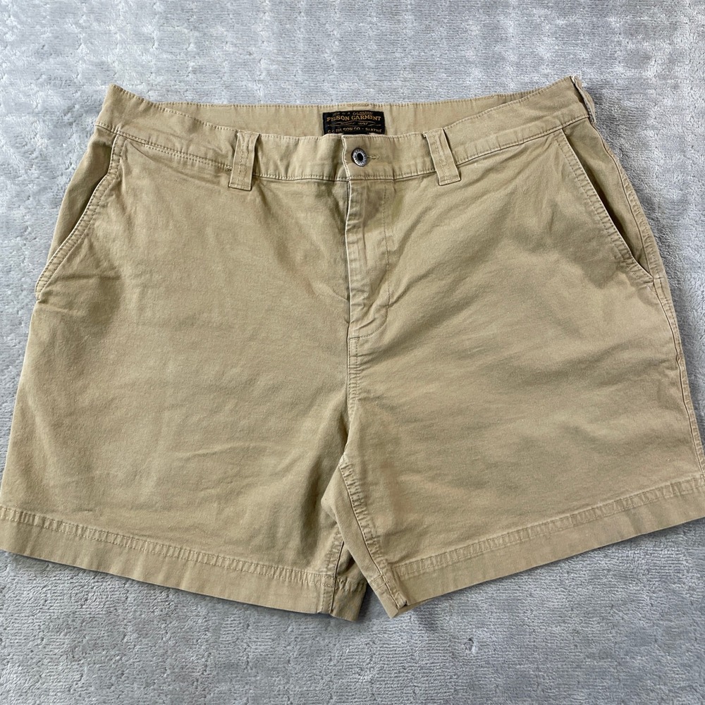 Filson Granite Mountain Chino Shorts Mens 36 Beige 5" Outdoor Hiking Stretch